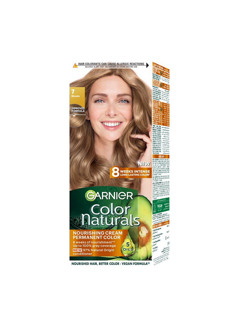 garnier Color Naturals Permanent Hair Color Cream 7 Blonde 112ml - Image 1