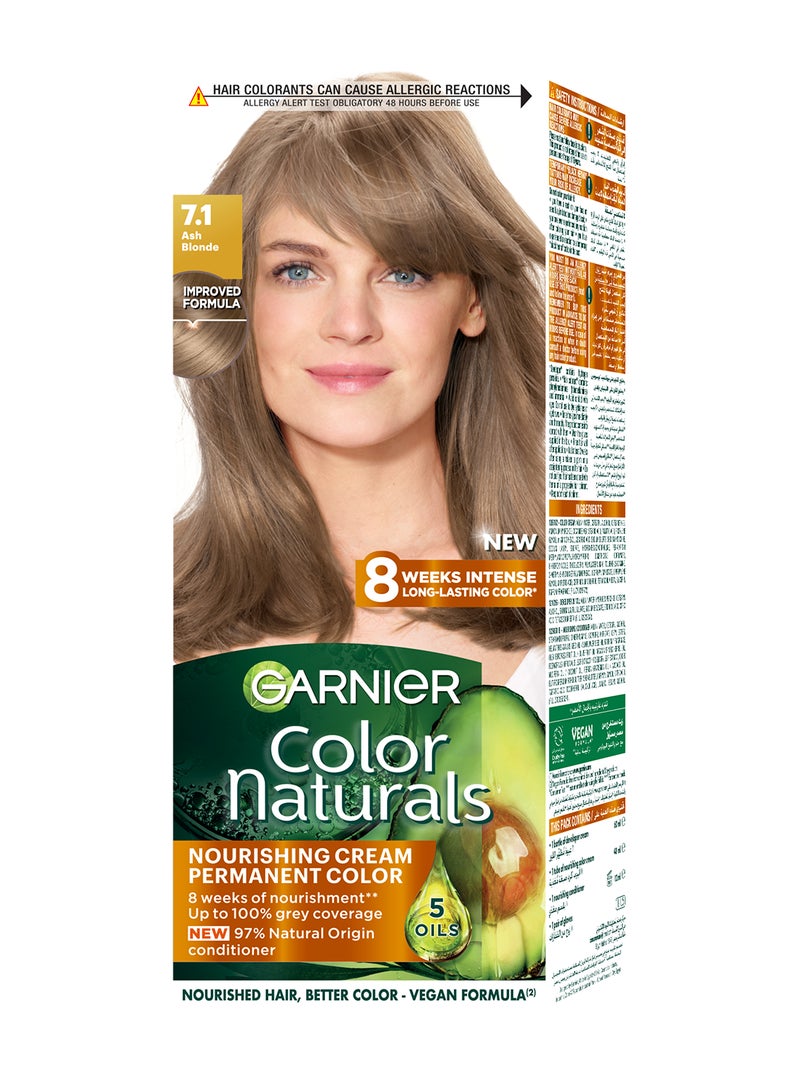 Garnier - Color Naturals Permanent Hair Color 7.1 Ash Blonde 112ml - Image 1