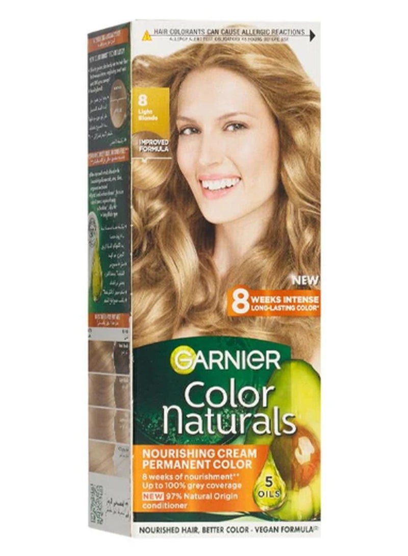 garnier Color Naturals Permanent Hair Color 8.0 Light Blonde 112ml - Image 1
