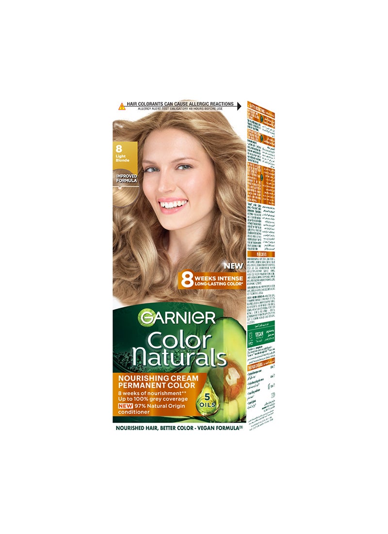 garnier Color Naturals Permanent Hair Color 8.0 Light Blonde 112ml - Image 1