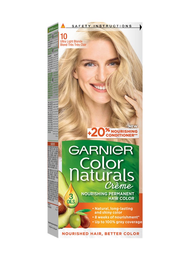 garnier Color Naturals Creme Nourishing Permanent Hair Color 10.0 Ultra Light Blonde 112ml - Image 1