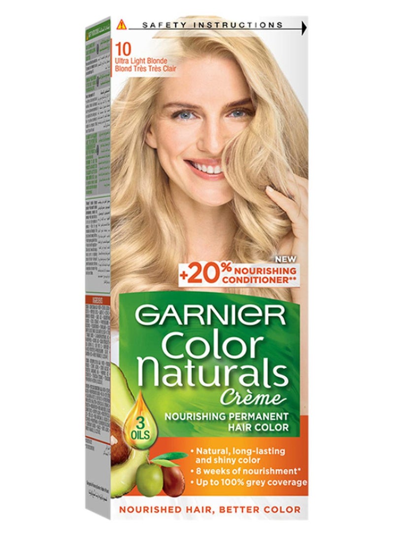 garnier Color Naturals Creme Nourishing Permanent Hair Color 10.0 Ultra Light Blonde 112ml - Image 1