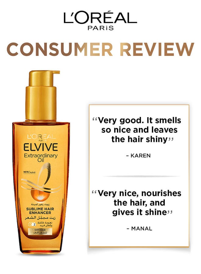 L'OREAL PARIS - Elvive Extraordinary Oil Hair Treatment For Deep Nourishment All Hair Types​ – Clear 100ml - Image 1