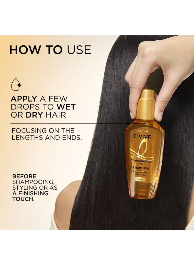 Elvive Extraordinary Hair Oil Treatment, Non-Sticky Serum For Dry Hair 100ml Clear 100ml