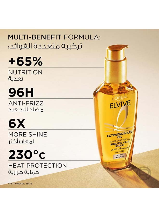 L'OREAL PARIS Elvive Extraordinary Hair Oil Non-Sticky Serum For Dry Hair 100ml Clear 100ml - Image 4