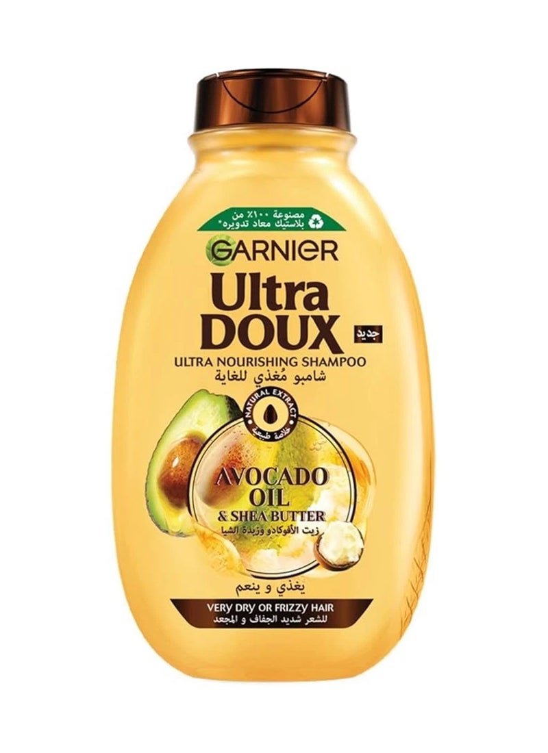 garnier Ultra Doux Avocado Oil & Shea Butter Ultra Nourishing Shampoo for Very Dry or Frizzy Hair, Avocado and Shea Butter 300ml - Image 1