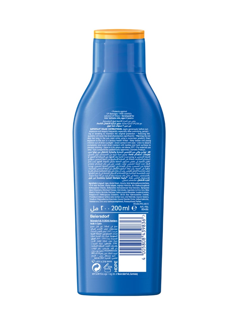 Nivea SUN Kids Moisturizing Sun Lotion, UVA & UVB Protection, SPF 50+, 200ml - Image 2