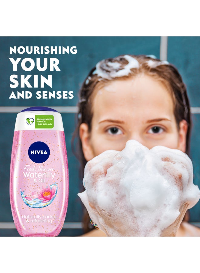 Nivea Waterlily And Oil Shower Gel Refreshing Body Wash With Caring Oil Pearls Floral Scent 250ml - Image 2