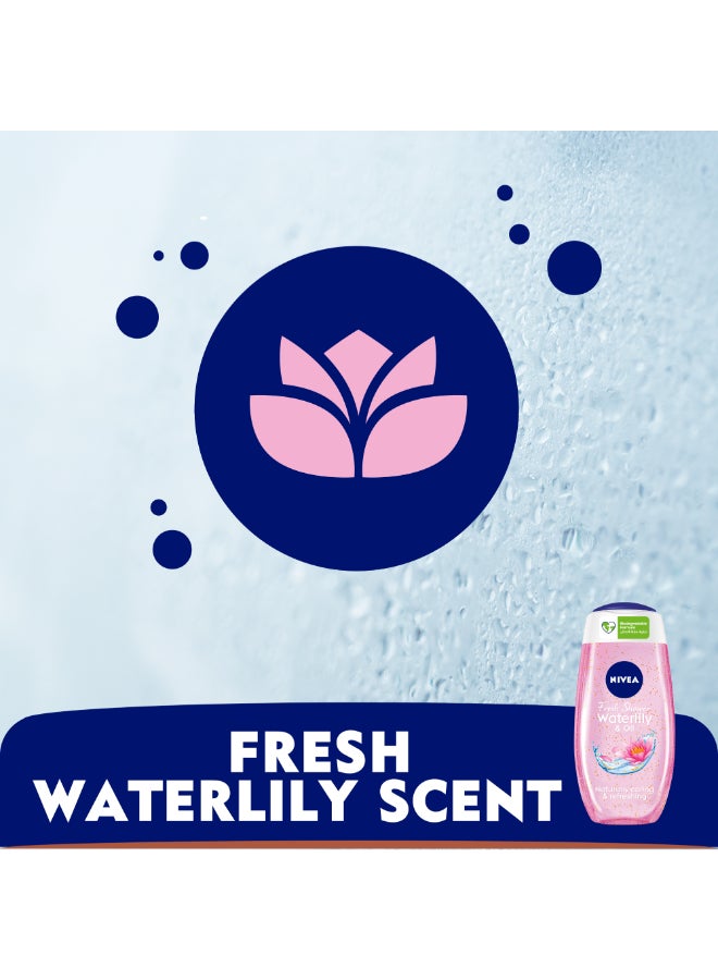 Nivea Waterlily And Oil Shower Gel Refreshing Body Wash With Caring Oil Pearls Floral Scent 250ml - Image 3