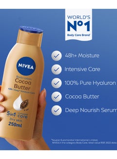 Nivea Cocoa Butter Body Lotion, Vitamin E, Dry Skin 250ml  - Image 3