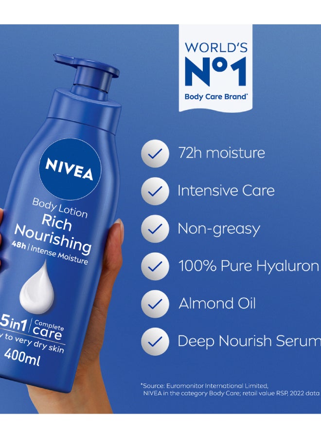 Nivea - 48h Intense Moisture Rich Nourishing Body Lotion For Dry Skin 400ml - Image 1