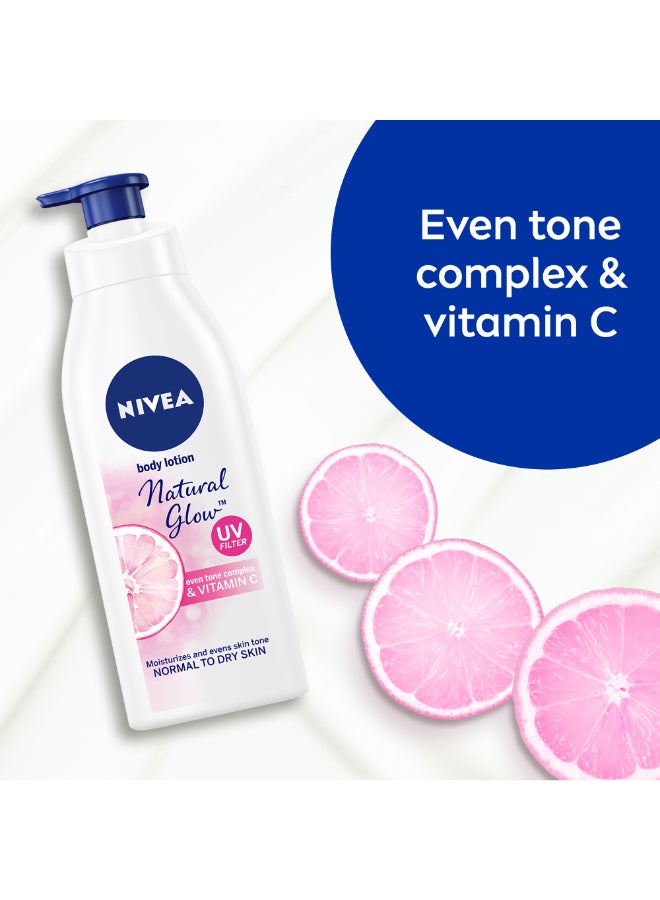 Nivea Natural Glow Body Lotion, Even Tone, Vitamin C - Normal To Dry Skin 400ml - Image 2