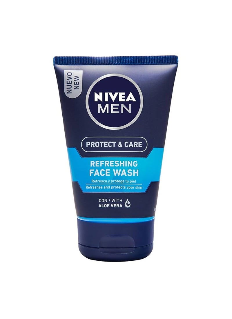 Nivea Protect And Care Refreshing Face Wash For Men With Aloe Vera 100ml - Image 1