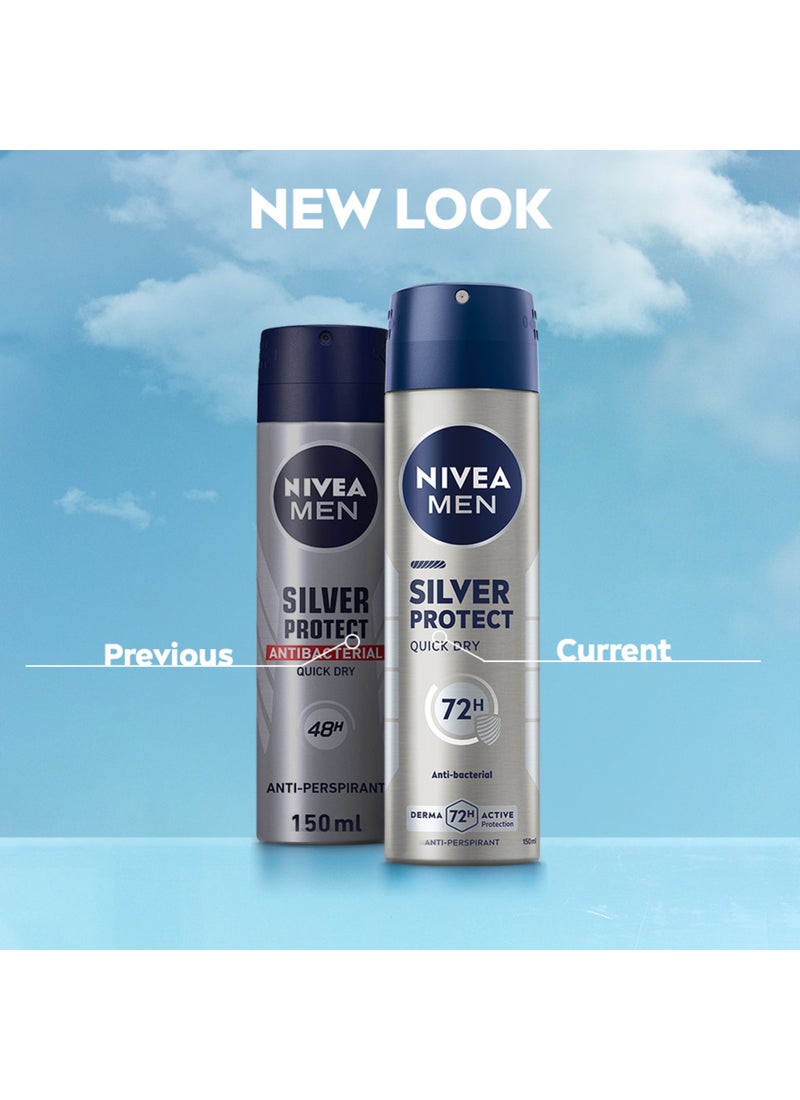 نيفيا للرجال سيلفر بروتكت، مضاد للتعرق، حماية ضد البكتيريا، بخاخ فضي/أزرق 150 مل فضي/أزرق 150ملليلتر - Image 5