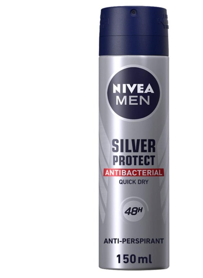 نيفيا للرجال سيلفر بروتكت، مضاد للتعرق، حماية ضد البكتيريا، بخاخ فضي/أزرق 150 مل فضي/أزرق 150ملليلتر - Image 1