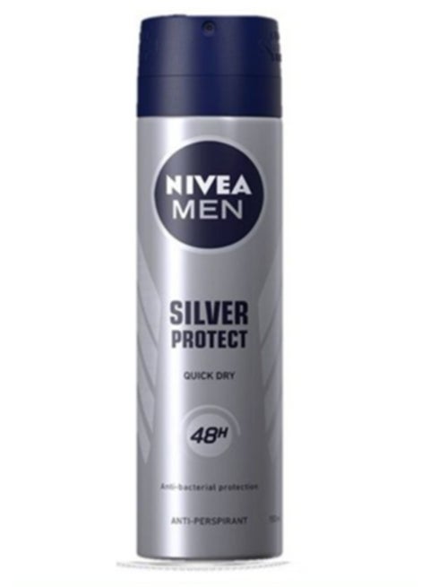 للرجال سيلفر بروتكت، مضاد للتعرق، حماية ضد البكتيريا، بخاخ فضي/أزرق 150 مل فضي/أزرق 150ملليلتر