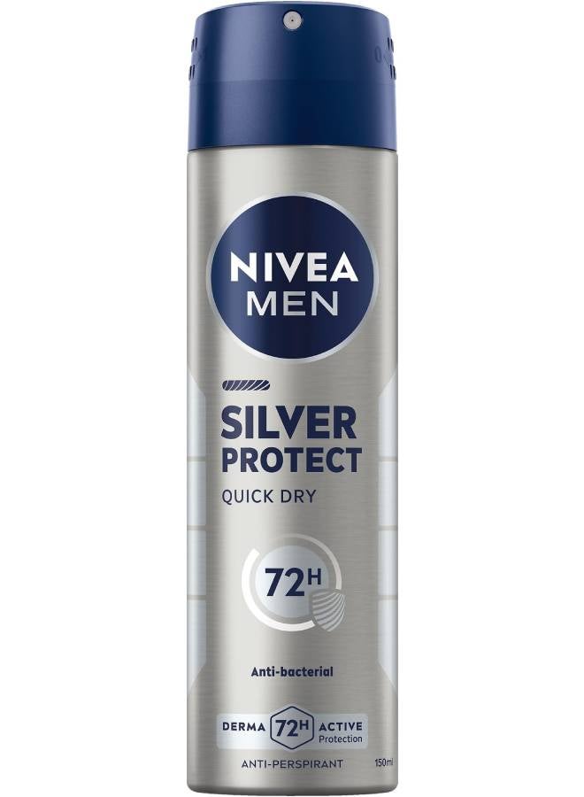 Nivea Men Silver Protect Spray Silver/Blue 150ml - Image 1