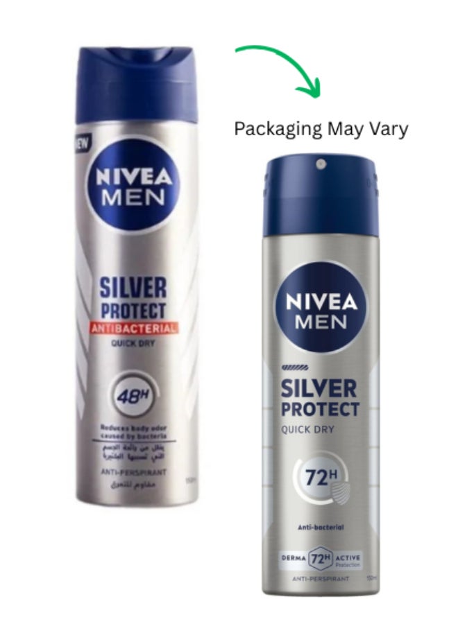 نيفيا للرجال سيلفر بروتكت، مضاد للتعرق، حماية ضد البكتيريا، بخاخ فضي/أزرق 150 مل فضي/أزرق 150ملليلتر - Image 1