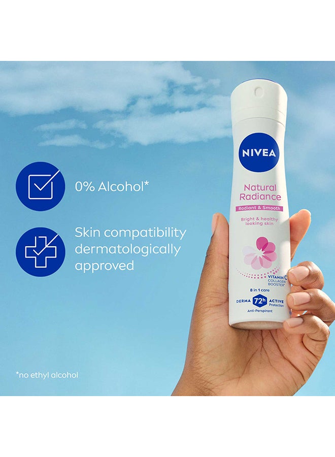 Nivea Natural Radiant And Smooth With Vitamin C Collagen Booster 72H Antiperspirant For Women Spray White/Pink 150ml - Image 2