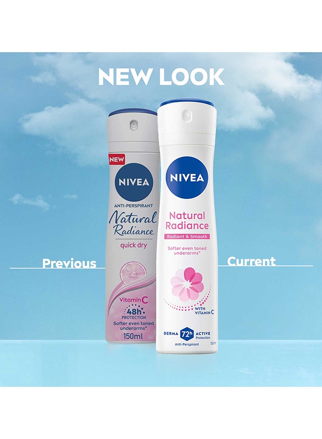 Nivea Natural Radiant And Smooth With Vitamin C Collagen Booster 72H Antiperspirant For Women Spray White/Pink 150ml - Image 5