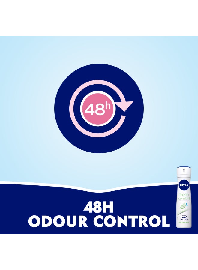 Nivea Fresh Comfort Deodorant Spray For Women 150ml - Image 4