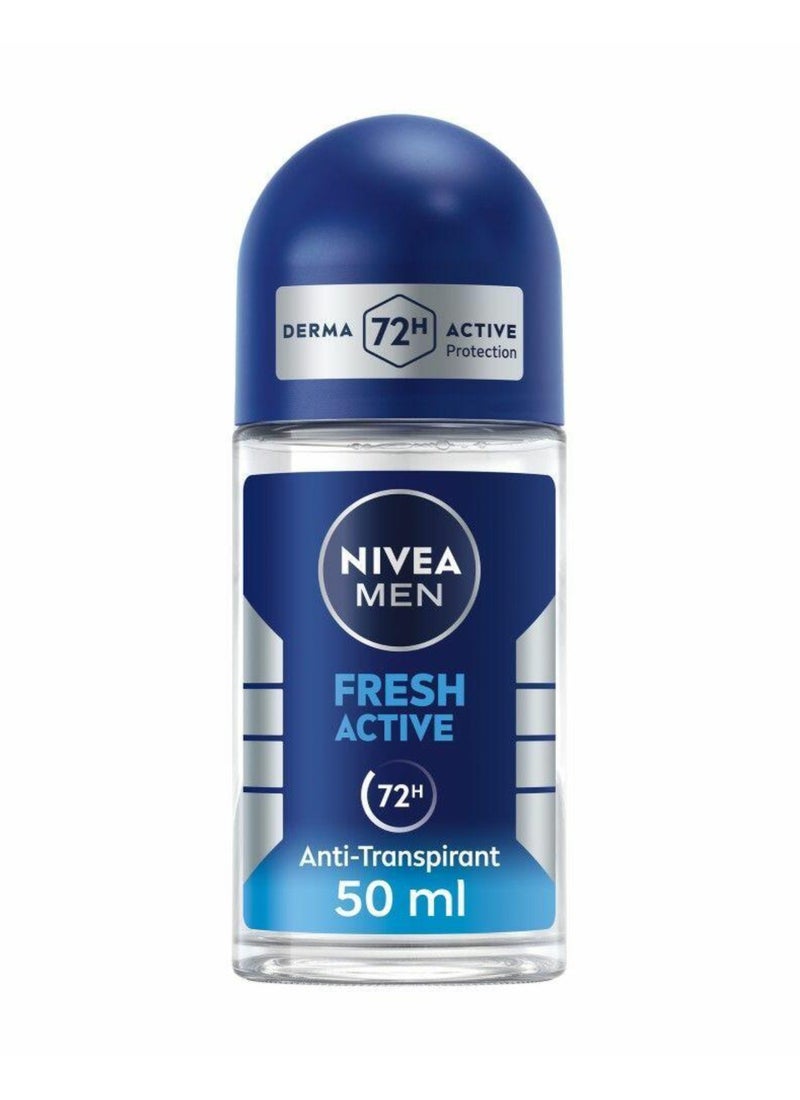 Nivea Men Fresh Active Antibacterial Deodorant Roll-On 72H Protection With Infini Fresh Formula Long-Lasting Freshness 50ml - Image 1