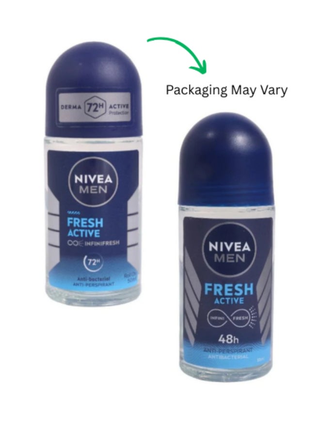 Nivea Men Fresh Active Antibacterial Deodorant Roll-On 72H Protection With Infini Fresh Formula Long-Lasting Freshness 50ml - Image 1