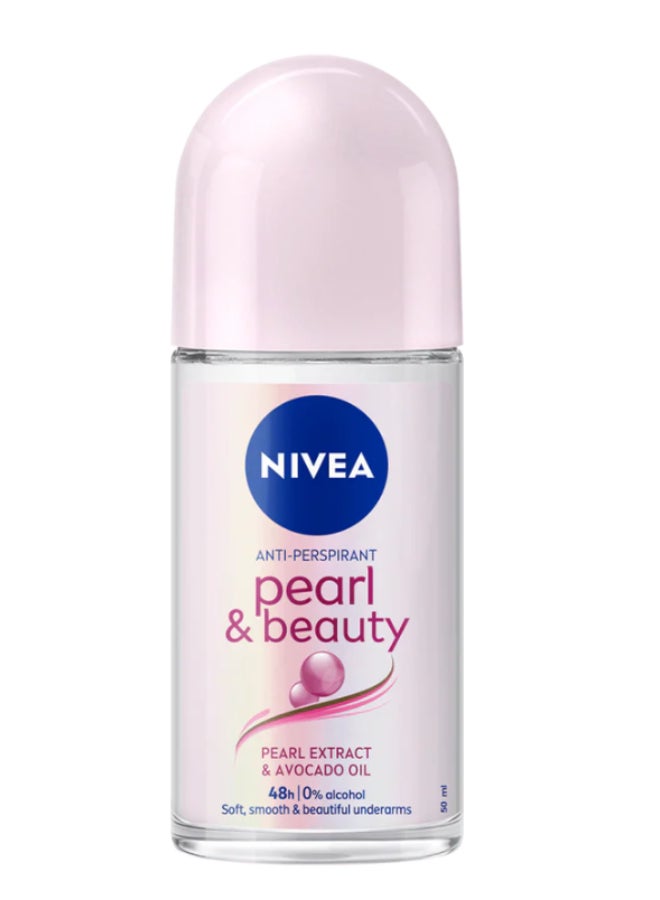 Nivea Pearl And Beauty Antiperspirant Deodorant For Women Soft And Smooth 72H Active Protection Pearl Extract With Avocado Oil Roll On 50ml - Image 1