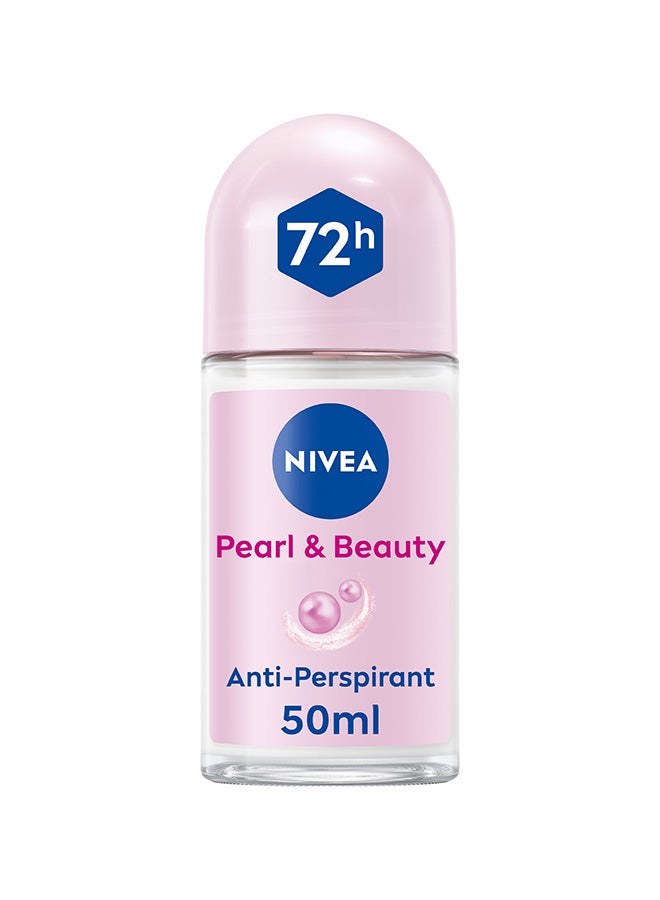 Nivea Pearl And Beauty Antiperspirant Deodorant For Women Soft And Smooth 72H Active Protection Pearl Extract And Avocado Oil Roll On pink 50ml - Image 1