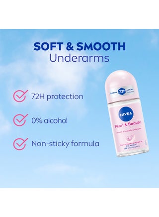 Pearl And Beauty Antiperspirant Deodorant For Women Soft And Smooth 72H Active Protection Pearl Extract And Avocado Oil Roll On pink 50ml - view 4