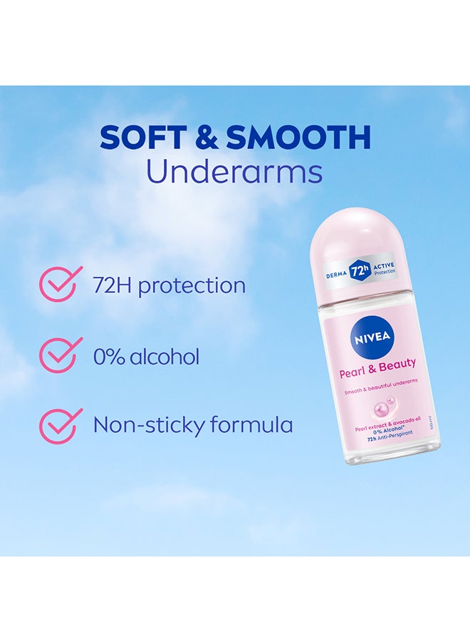 Nivea Pearl And Beauty Antiperspirant Deodorant For Women Soft And Smooth 72H Active Protection Pearl Extract And Avocado Oil Roll On pink 50ml - Image 4