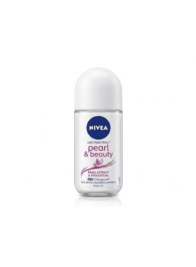 Pearl And Beauty Antiperspirant For Women 48H Active Protection, Pearl Extract And Avocado Oil Roll On 50ml pink 50ml