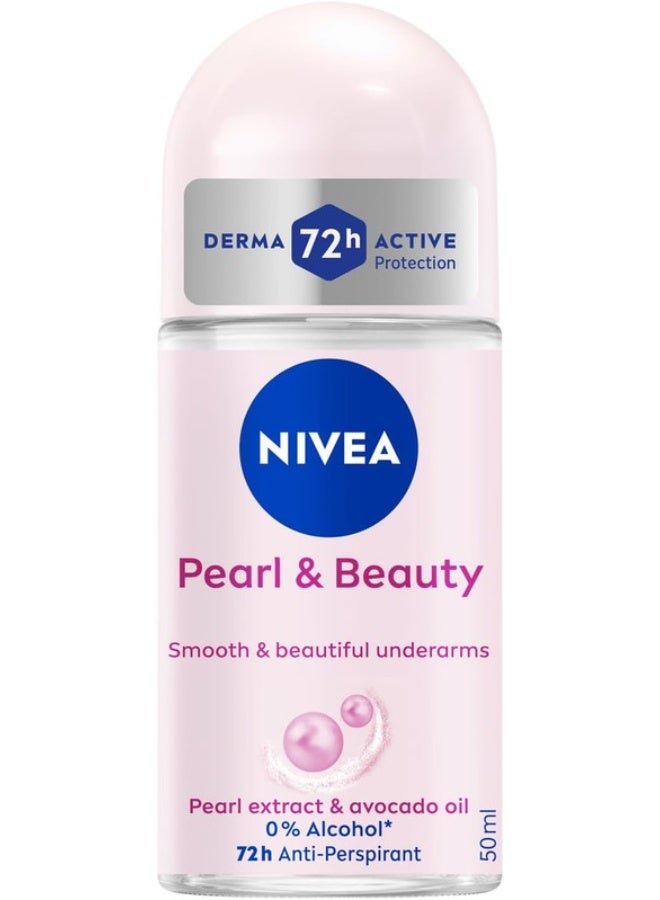 Pearl And Beauty Antiperspirant For Women 48H Active Protection, Pearl Extract And Avocado Oil Roll On 50ml pink 50ml