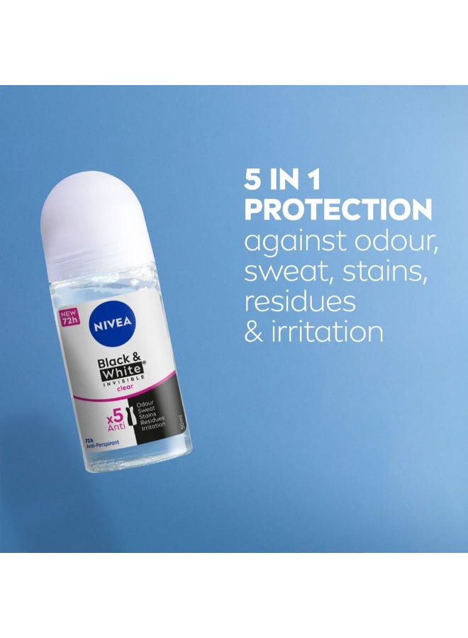 Nivea Black And White Invisible Antiperspirant Roll-On Deodorant for Women 50ml - Image 3