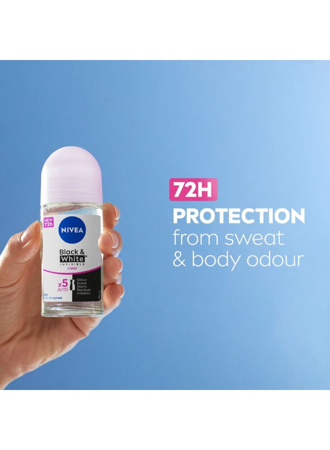 Nivea Black And White Invisible Antiperspirant Roll-On Deodorant for Women 50ml - Image 2