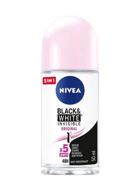Black And White Invisible Antiperspirant Roll-On Deodorant for Women 50ml