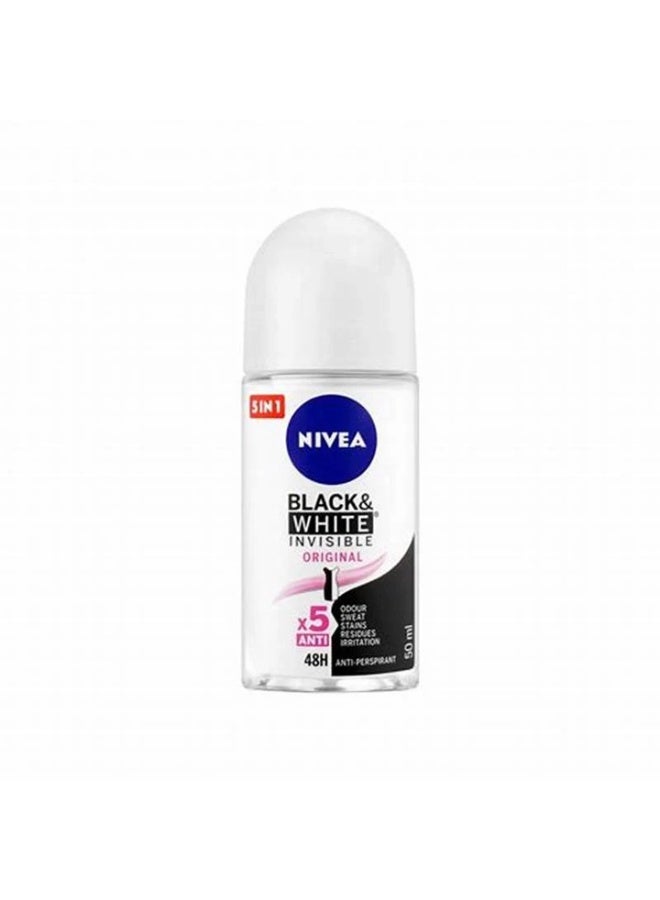 Nivea Black And White Invisible Antiperspirant Roll-On Deodorant for Women 50ml - Image 1