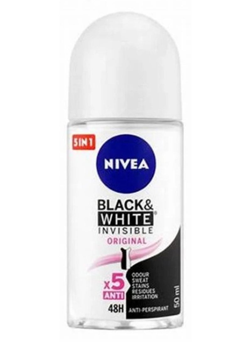 Nivea Black And White Invisible Antiperspirant Roll-On Deodorant for Women 50ml - Image 1