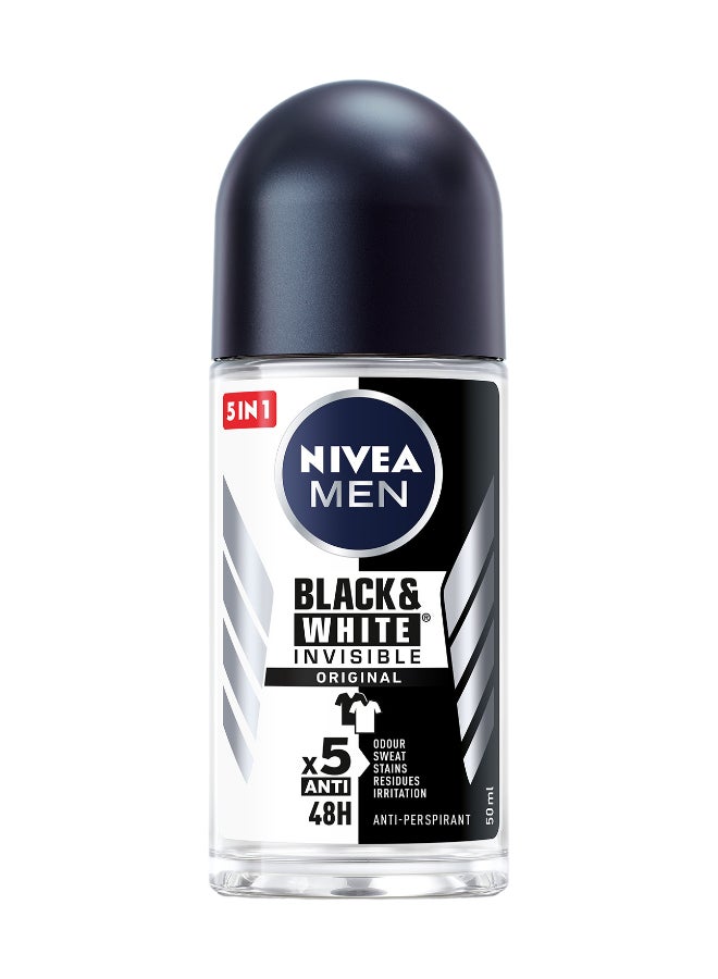 Nivea - MEN Black And White Invisible Antiperspirant Roll-On Deodorant 50ml - Image 1
