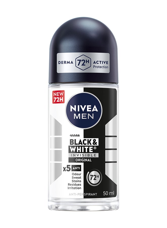 Nivea MEN Black And White Invisible Antiperspirant Roll-On Deodorant Original 50ml