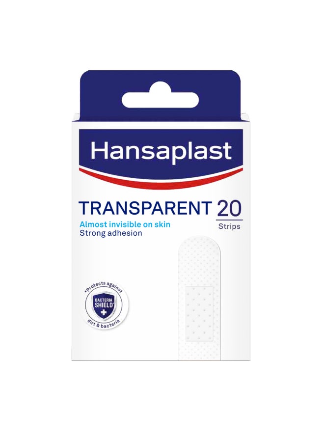 Hansaplast Transparent Plasters Breathable And Non-Stick Wound Pad Almost Invisible On Skin With Strong Adhesion Suitable For Face And Visible Part Of The Body 20 Strips  - Image 1