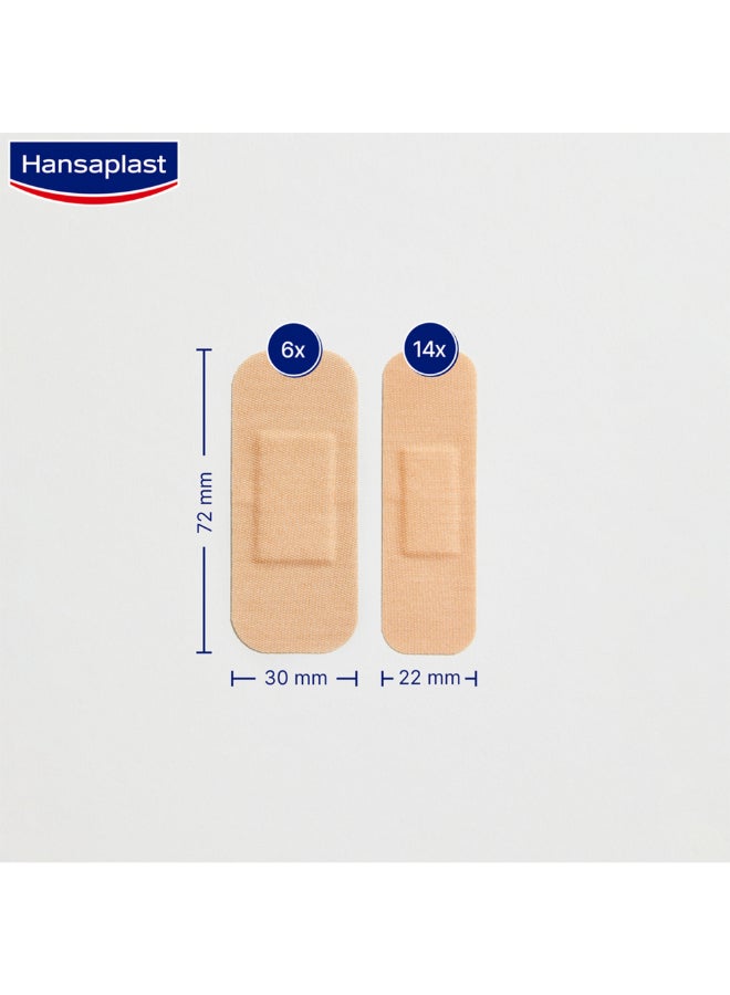 Fabric Wound Plasters Extra Flexible Dressing Water Repellent Plaster Ideal For Finger And Joints Blocks 99% Of Bacteria Assorted 20 Strips
