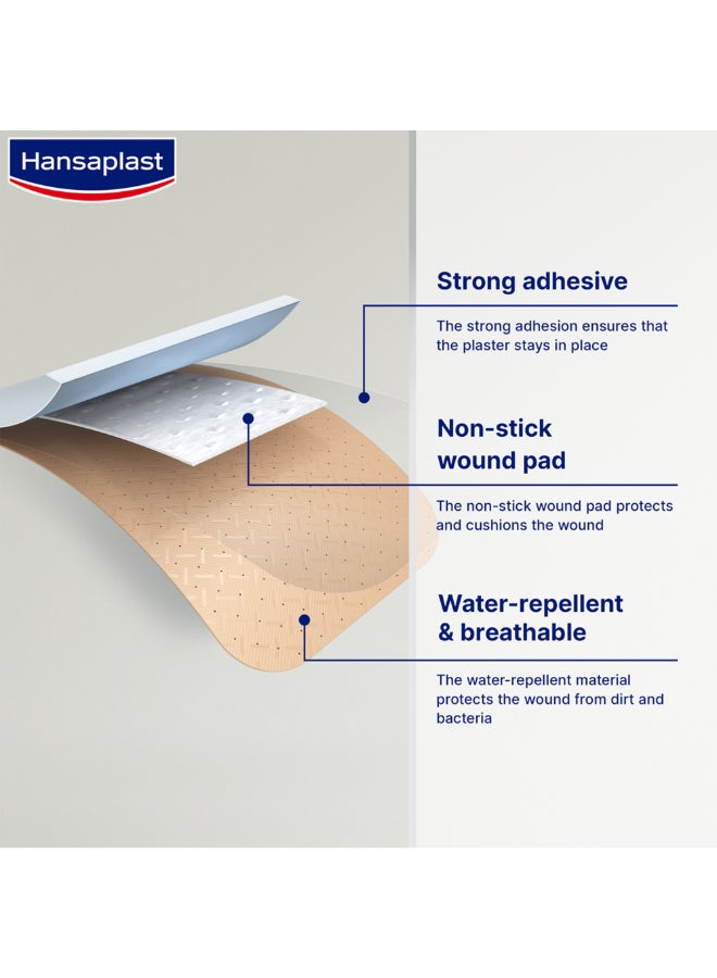 Hansaplast Universal Wound Plasters Water-Resistant Strong Adhesion Absorbent Non-Stick Wound Pad Breathable Plasters Multipurpose Plasters 20 Strips  - Image 3