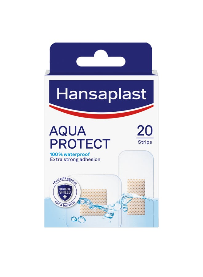 Hansaplast Aqua Protect Wound Plasters 100% Waterproof Dressing Plaster For Swimming And Bathing Extra Strong Adhesion Non-Stick Wound Pad Flexible And Breathable Plaster 20 Strips  - Image 1