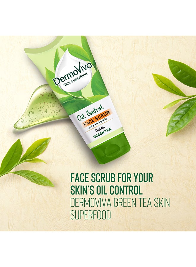 DermoViva Detox Green Tea purifying Oil Control Face Scrub Green 150ml  - Image 2