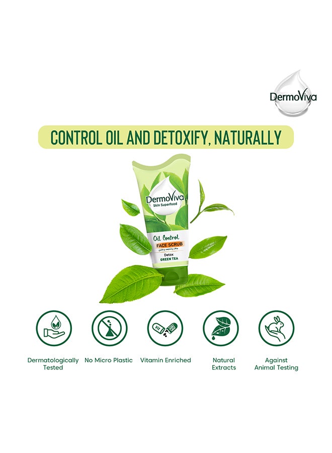 DermoViva Detox Green Tea purifying Oil Control Face Scrub Green 150ml  - Image 5