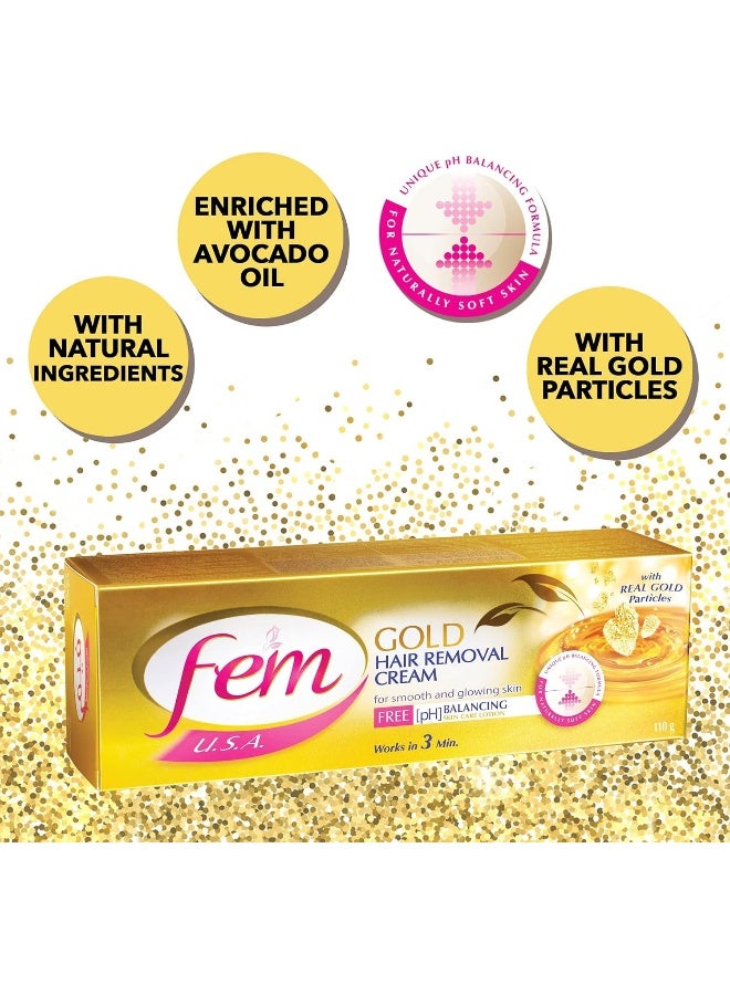 fem - Hair Removal Cream With Real Gold Particles 110grams - Image 1