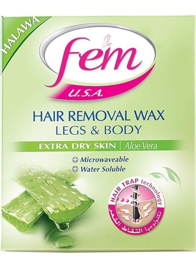 fem USA Hair Removel Wax Legs And Body For Extra Dry Skin With Aloe Vera 450grams  - Image 2