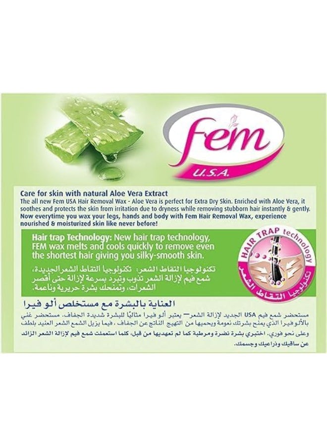 fem USA Hair Removel Wax Legs And Body For Extra Dry Skin With Aloe Vera 450grams  - Image 4