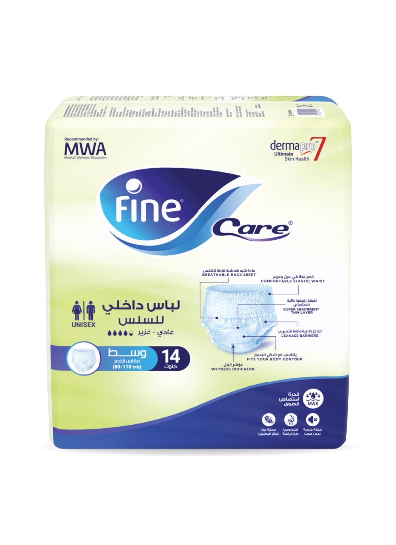 Fine Care - Incontinence Unisex Adult Pull-Up Diapers - Medium Waist Size 80-110cm - Image 1